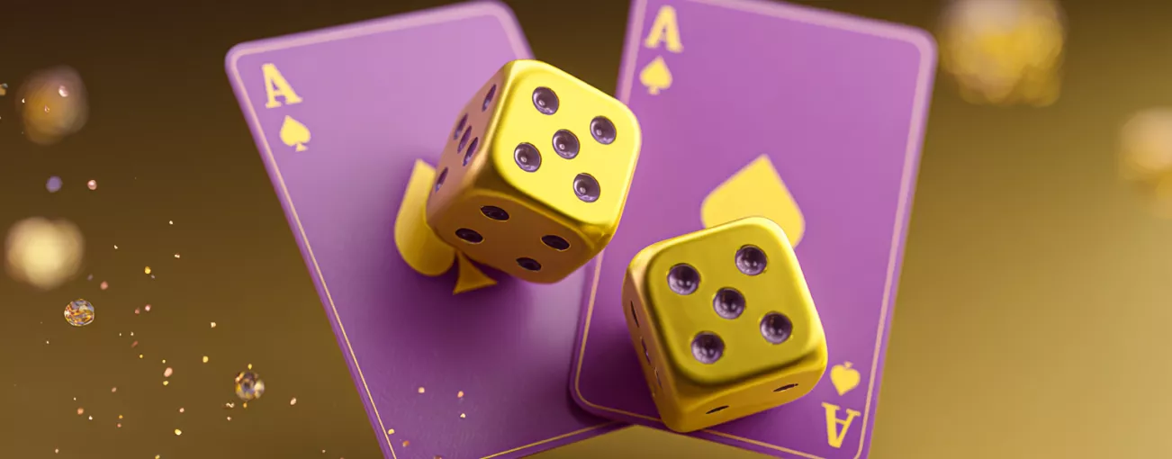 Goldene Würfel und Pik As Karten im stilvollen Golden Star Casino