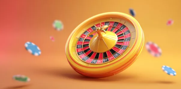 Dynamisches Rouletterad und Casino-Chips im Golden Star Casino Fokus